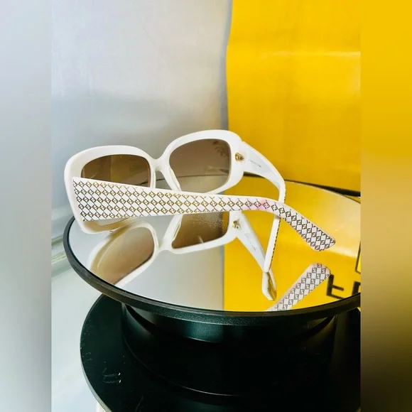 Fendi FS419 White Sunglasses with Logo Arms